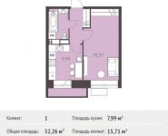 1-комнатная квартира площадью 32.26 кв.м,  | цена 2 732 422 руб. | www.metrprice.ru