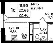 1-комнатная квартира площадью 22.46 кв.м, д.1 | цена 3 234 240 руб. | www.metrprice.ru