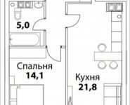1-комнатная квартира площадью 50 кв.м, Шелепихинская набережная, влд 34, корп.6 | цена 10 768 160 руб. | www.metrprice.ru
