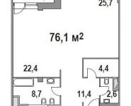 1-комнатная квартира площадью 77.1 кв.м, Льва Толстого ул., 23/7КБ | цена 53 970 000 руб. | www.metrprice.ru