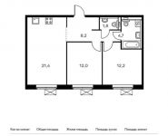 2-комнатная квартира площадью 60.3 кв.м, Ясеневая ул, 12к3 | цена 11 487 150 руб. | www.metrprice.ru