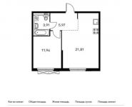 1-комнатная квартира площадью 43.87 кв.м, Складочная ул, 6 | цена 7 668 476 руб. | www.metrprice.ru