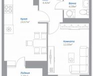 1-комнатная квартира площадью 36.46 кв.м, Новорязанское шоссе, 15, корп.15 | цена 3 031 904 руб. | www.metrprice.ru