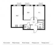 2-комнатная квартира площадью 53.4 кв.м,  | цена 10 129 980 руб. | www.metrprice.ru