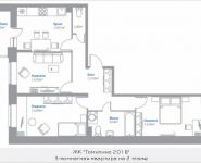 3-комнатная квартира площадью 74.84 кв.м, Новорязанское шоссе, 11, корп.11 | цена 5 063 674 руб. | www.metrprice.ru