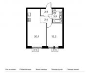 1-комнатная квартира площадью 41.4 кв.м,  | цена 6 537 060 руб. | www.metrprice.ru