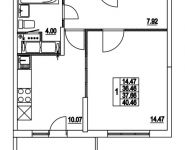 1-комнатная квартира площадью 37.66 кв.м, 2-я Муравская | цена 5 219 676 руб. | www.metrprice.ru