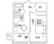 1-комнатная квартира площадью 36.9 кв.м, Рязанский пр-кт, 2 | цена 6 541 373 руб. | www.metrprice.ru