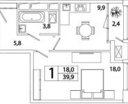 1-комнатная квартира площадью 39.9 кв.м, Рязанский пр-кт, 2 | цена 6 198 305 руб. | www.metrprice.ru