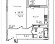 1-комнатная квартира площадью 37.77 кв.м, Михайлова, 31, корп.31 | цена 5 766 421 руб. | www.metrprice.ru