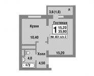 1-комнатная квартира площадью 36.1 кв.м, Косинское шоссе, с16 | цена 3 635 270 руб. | www.metrprice.ru