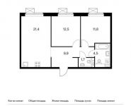 2-комнатная квартира площадью 61.8 кв.м, | цена 6 241 800 руб. | www.metrprice.ru