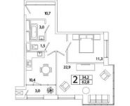 2-комнатная квартира площадью 64.6 кв.м, Рязанский пр-кт, 2 | цена 10 182 187 руб. | www.metrprice.ru