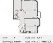 4-комнатная квартира площадью 140.8 кв.м, Можайское ш., 38 | цена 14 356 500 руб. | www.metrprice.ru