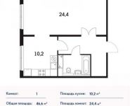 1-комнатная квартира площадью 46 кв.м, Варшавское ш., 141 | цена 7 157 760 руб. | www.metrprice.ru