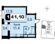 1-комнатная квартира площадью 41 кв.м в ЖК "Белые Росы", Новорязанское ш., 1 | цена 5 800 000 руб. | www.metrprice.ru