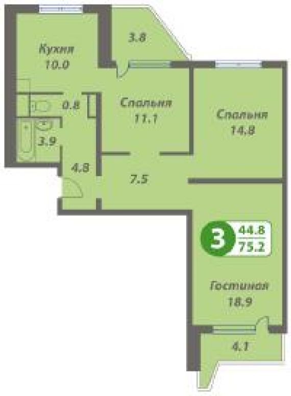 Продается 3-комнатная первичка расположение хованская ул. , .