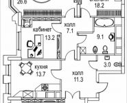 4-комнатная квартира площадью 128 кв.м, Авиационная, 77к2, корп.2 | цена 32 832 334 руб. | www.metrprice.ru