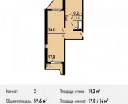 2-комнатная квартира площадью 59.6 кв.м,  | цена 4 702 440 руб. | www.metrprice.ru