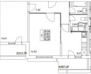 2-комнатная квартира площадью 53.83 кв.м, 2-я Муравская | цена 6 755 449 руб. | www.metrprice.ru