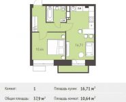 1-комнатная квартира площадью 37.9 кв.м, Калинина ул, 8 | цена 4 187 950 руб. | www.metrprice.ru