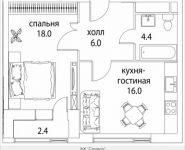 1-комнатная квартира площадью 46 кв.м, Золоторожский Вал, 11, стр. 9, корп.2 | цена 13 253 750 руб. | www.metrprice.ru