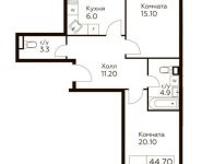 3-комнатная квартира площадью 70.1 кв.м, д.1 | цена 7 321 945 руб. | www.metrprice.ru