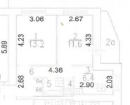 2-комнатная квартира площадью 41 кв.м, Песчаный Малый пер., 8 | цена 9 490 000 руб. | www.metrprice.ru