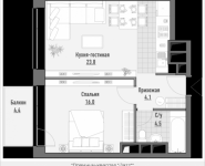 1-комнатная квартира площадью 48.41 кв.м, 1-я Ямская, 8 | цена 12 990 000 руб. | www.metrprice.ru
