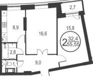 2-комнатная квартира площадью 55 кв.м, Народного Ополчения ул., 18 | цена 4 600 262 руб. | www.metrprice.ru