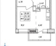 1-комнатная квартира площадью 26.8 кв.м, Горная, 7 | цена 2 278 000 руб. | www.metrprice.ru