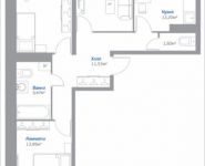 3-комнатная квартира площадью 74.08 кв.м, Новорязанское шоссе, 12, корп.12 | цена 5 113 594 руб. | www.metrprice.ru