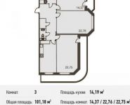 3-комнатная квартира площадью 101.2 кв.м, Можайское ш., 38 | цена 11 230 980 руб. | www.metrprice.ru