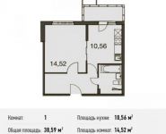 1-комнатная квартира площадью 38.6 кв.м, Родниковая ул. | цена 4 042 184 руб. | www.metrprice.ru