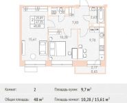 2-комнатная квартира площадью 48 кв.м, Калинина ул, 8 | цена 4 968 000 руб. | www.metrprice.ru