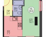 1-комнатная квартира площадью 28 кв.м, Авангардная ул., К7 | цена 3 512 500 руб. | www.metrprice.ru