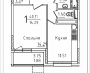 1-комнатная квартира площадью 40.11 кв.м, Михайлова, 31, корп.31 | цена 5 750 785 руб. | www.metrprice.ru