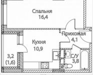 1-комнатная квартира площадью 37 кв.м, улица Николая Химушина, 9к2 | цена 8 433 530 руб. | www.metrprice.ru