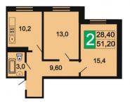2-комнатная квартира площадью 51.2 кв.м,  | цена 2 900 000 руб. | www.metrprice.ru