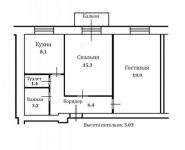 2-комнатная квартира площадью 54.3 кв.м, Кржижановского ул., 8К2 | цена 11 000 000 руб. | www.metrprice.ru