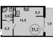 1-комнатная квартира площадью 31.2 кв.м, посёлок Коммунарка, 1 | цена 4 465 848 руб. | www.metrprice.ru