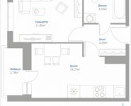 1-комнатная квартира площадью 35.82 кв.м, Новорязанское шоссе, 15, корп.15 | цена 3 018 372 руб. | www.metrprice.ru