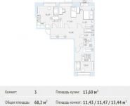 3-комнатная квартира площадью 68.2 кв.м, Калинина ул, 8 | цена 5 865 200 руб. | www.metrprice.ru