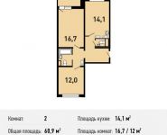 2-комнатная квартира площадью 60.9 кв.м, Вертолётчиков ул, 4к6 | цена 6 337 250 руб. | www.metrprice.ru