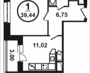 1-комнатная квартира площадью 39.44 кв.м, Петра Алексеева, 12а, корп.4 | цена 6 823 120 руб. | www.metrprice.ru