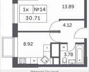 1-комнатная квартира площадью 30.71 кв.м, Мякининское шоссе, 4 | цена 3 814 673 руб. | www.metrprice.ru