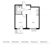 1-комнатная квартира площадью 40.9 кв.м, Поляны ул, 5Ак2 | цена 7 431 530 руб. | www.metrprice.ru