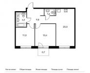 2-комнатная квартира площадью 60.7 кв.м, Боровское ш, 2к3 | цена 11 308 410 руб. | www.metrprice.ru