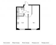 1-комнатная квартира площадью 40.1 кв.м,  | цена 7 582 910 руб. | www.metrprice.ru