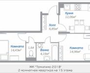 2-комнатная квартира площадью 55.49 кв.м, Новорязанское шоссе, 15, корп.15 | цена 4 057 206 руб. | www.metrprice.ru